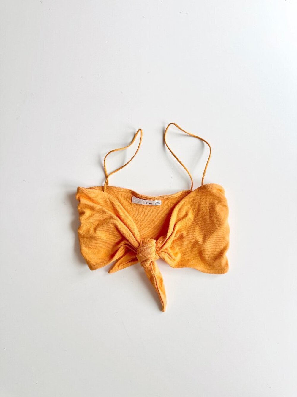 Aritzia WILFRED FREE Orange Jersey Front Tie Bandeau Cropped Top, Size XXS